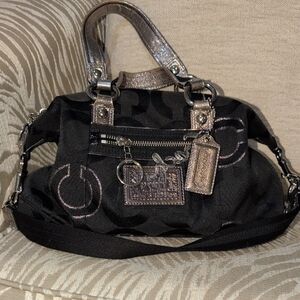 Coach Poppy Op Art Black and Metallic Satchel #. 15863